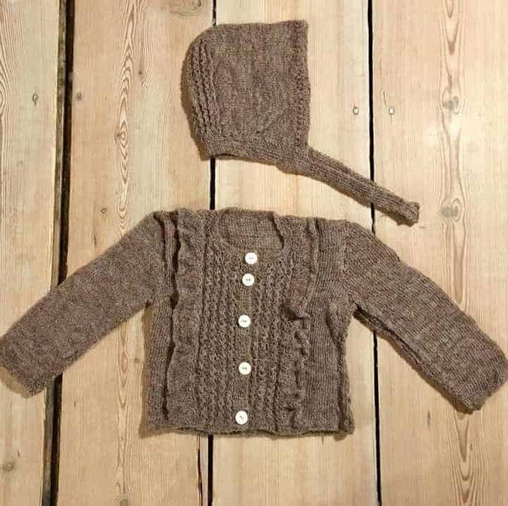  Instagram user @KJSRoom image of Knitted Bonnet and Sweater in brown wool