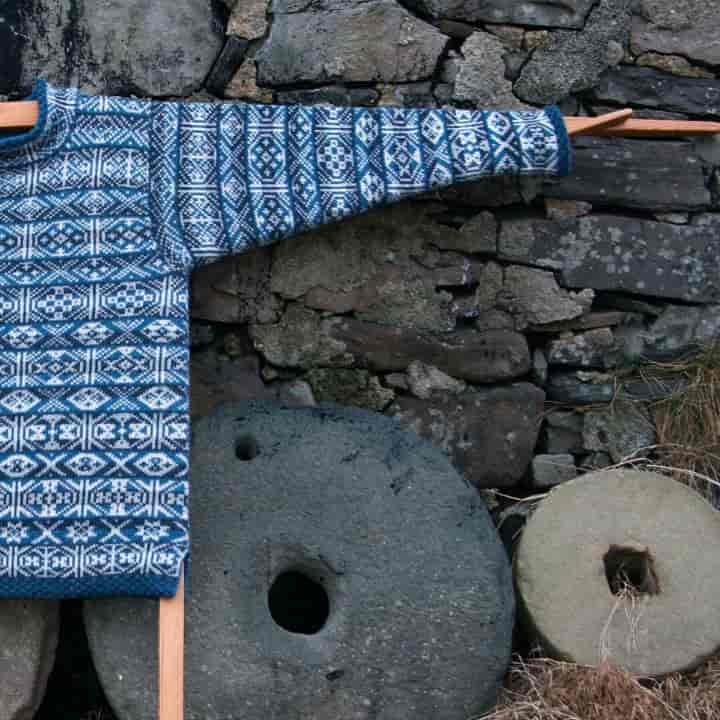 Fair Isle Knitwear by Mati Ventrillon Design in blues and white