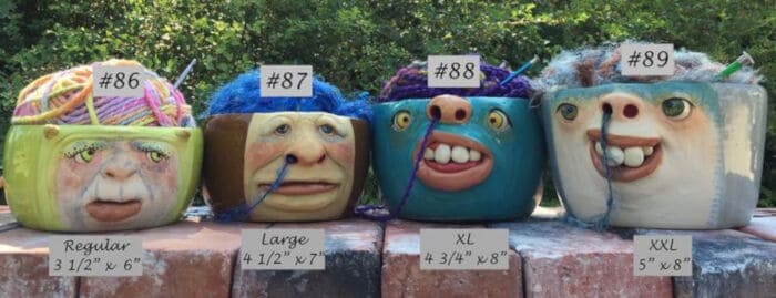 The Art of Lucky Stradley Sculpted Yarn Bowl Face in various sizes