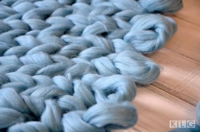 Arm Knitted Blanket in merino roving wool