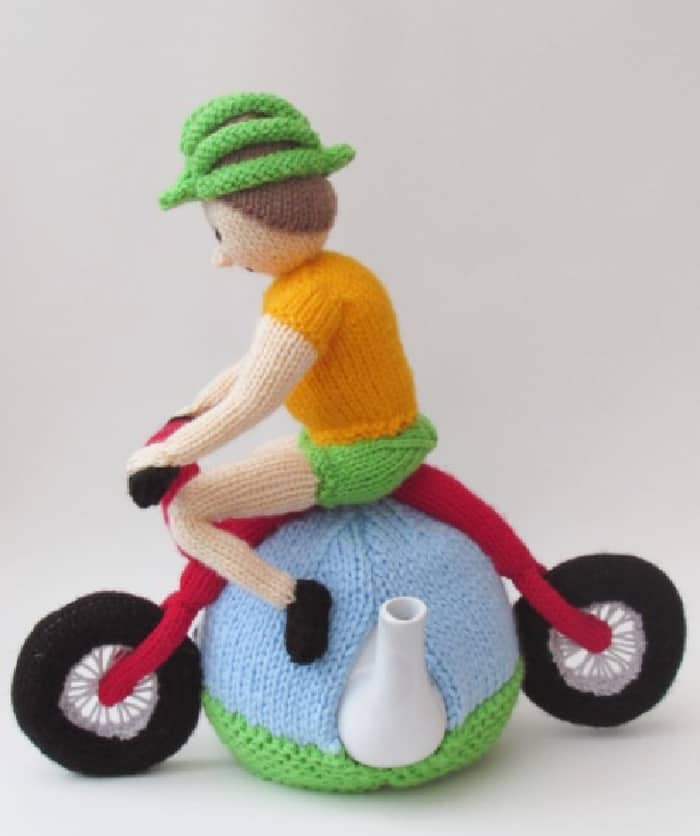 Tea Cosy Folk - Knitted cyclist teapot cosy