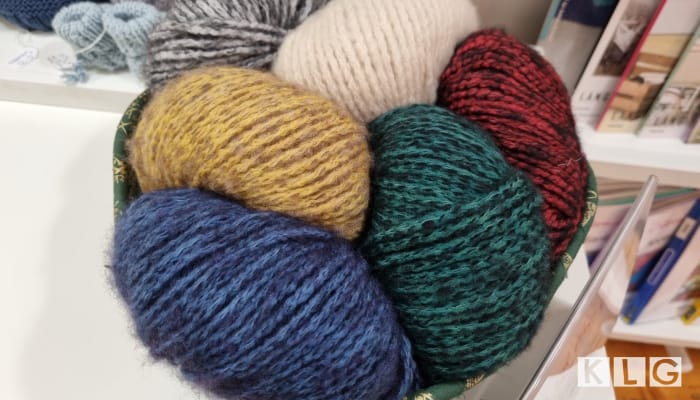 Basket of beautiful jewel colored woolen yarns
