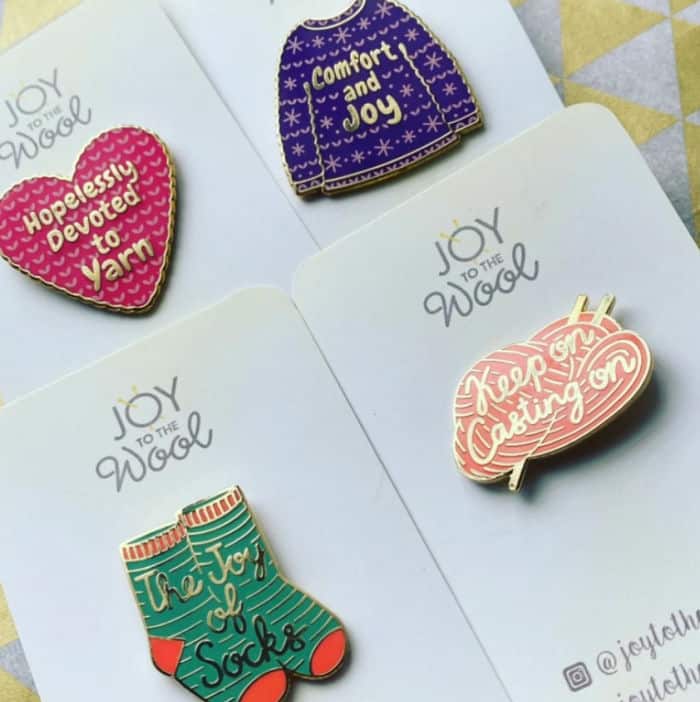 Knitting Enamel Pins by Joy of Wool Co