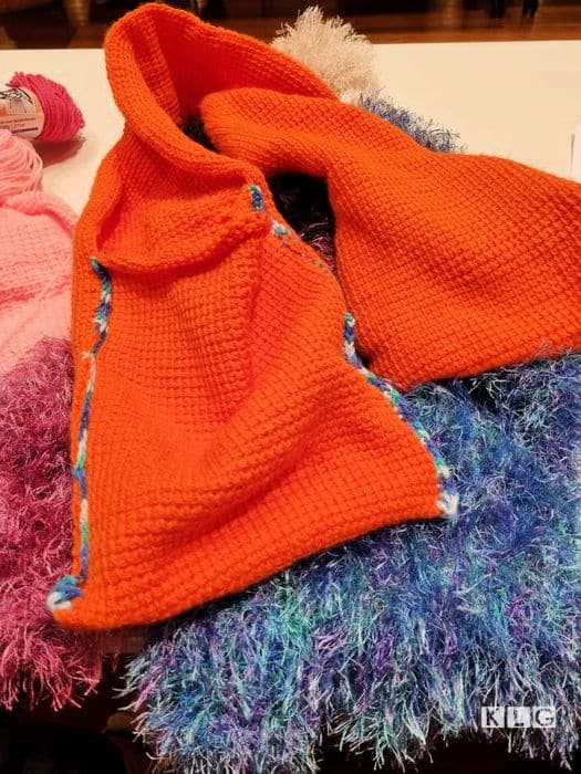 Joy's Tunisian Crochet scarf with pockets