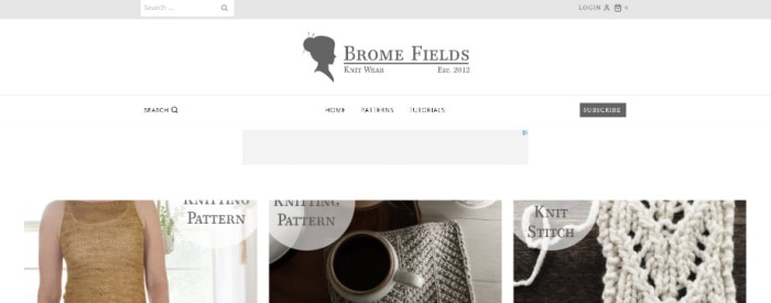 Bromefields Knitting patterns website front page