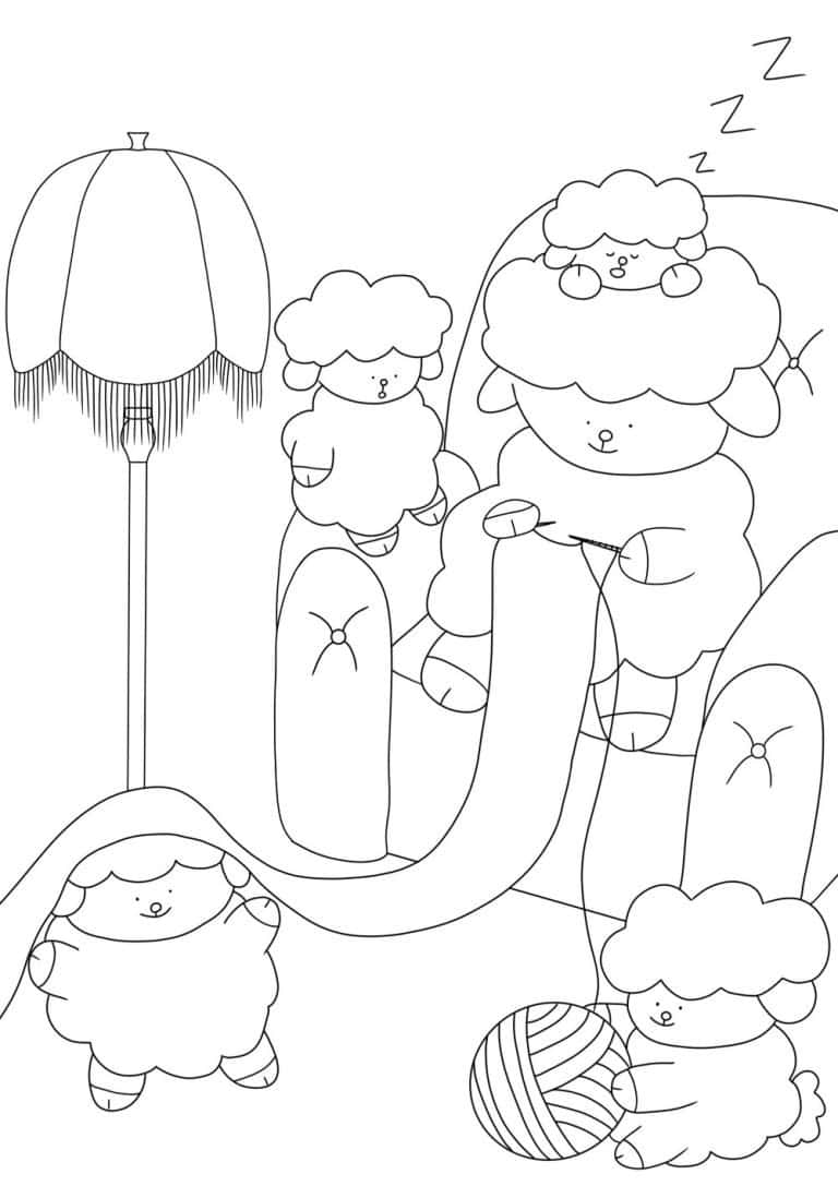 Cozy Knitting coloring page